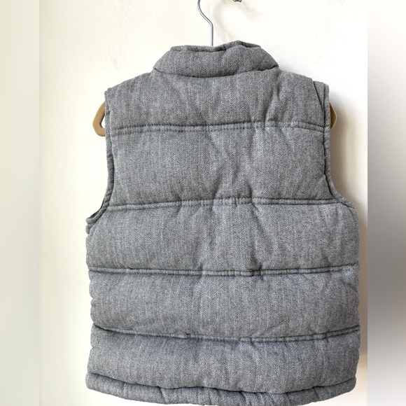 Janie and Jack Kids Herringbone Puffer Vest Grey Lined Snap Front Close Size 3-4 - Picture 2 of 10